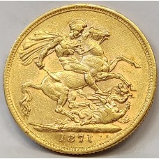 AUSTRALIA 1871 . ONE 1  SOVEREIGN . SYDNEY . GOLD